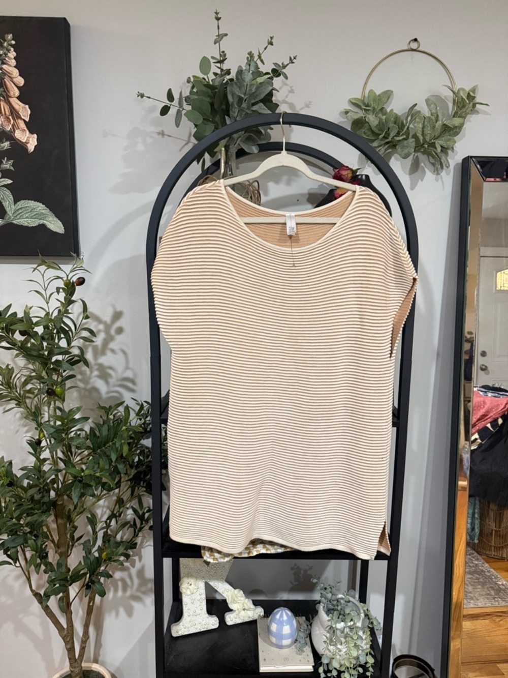 ⨠Marla Wynne Ribbed Knit Top | Cream & Tan Stripe | Size 1X â¨